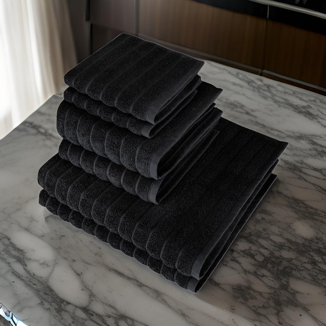 CTT Luxury 6 Piece Towel Set, 100% Turkish Cotton, Quick Drying, Highly