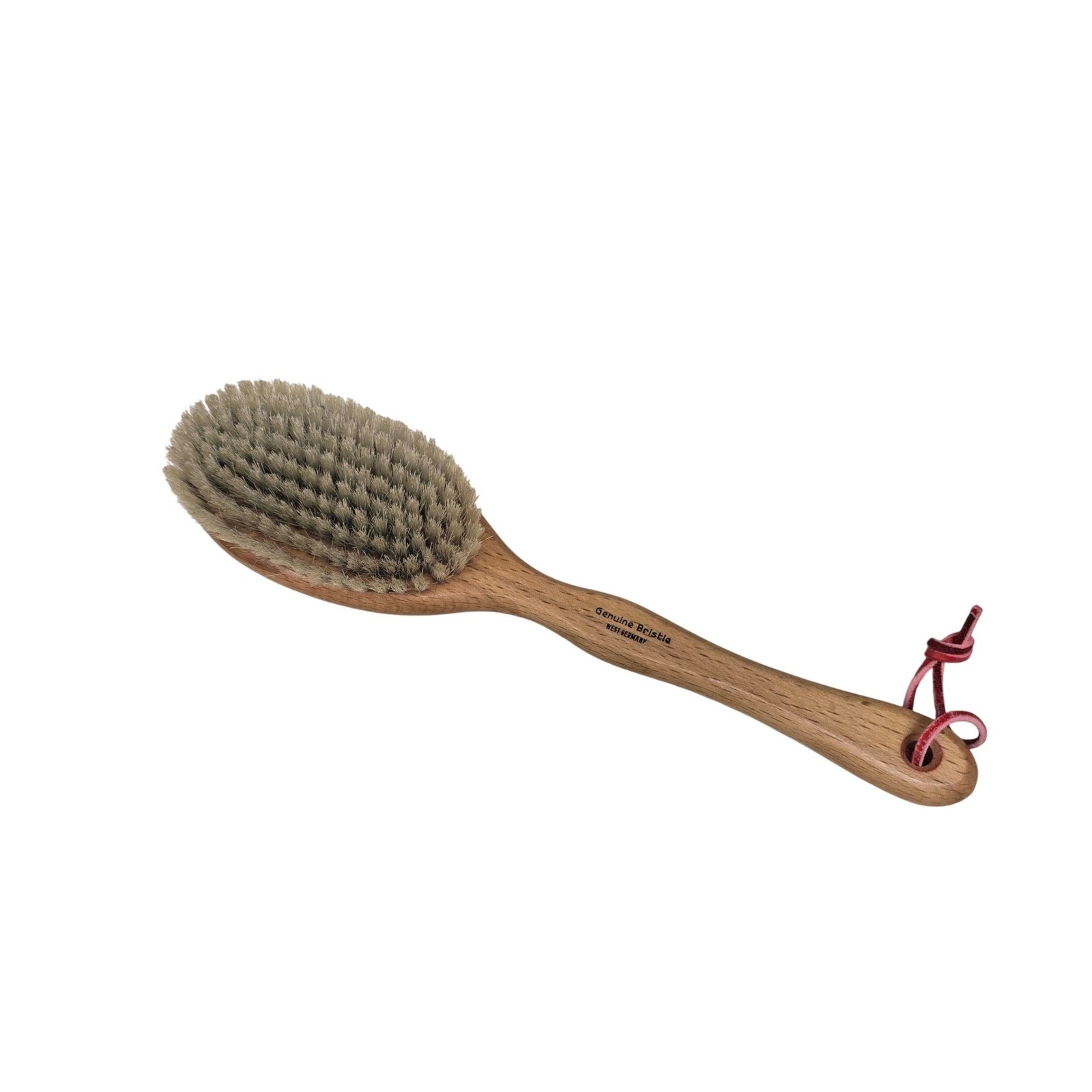 Vintage West Germany Genuine Bristle Wood Clothing Brush Long Handle Soft Brown