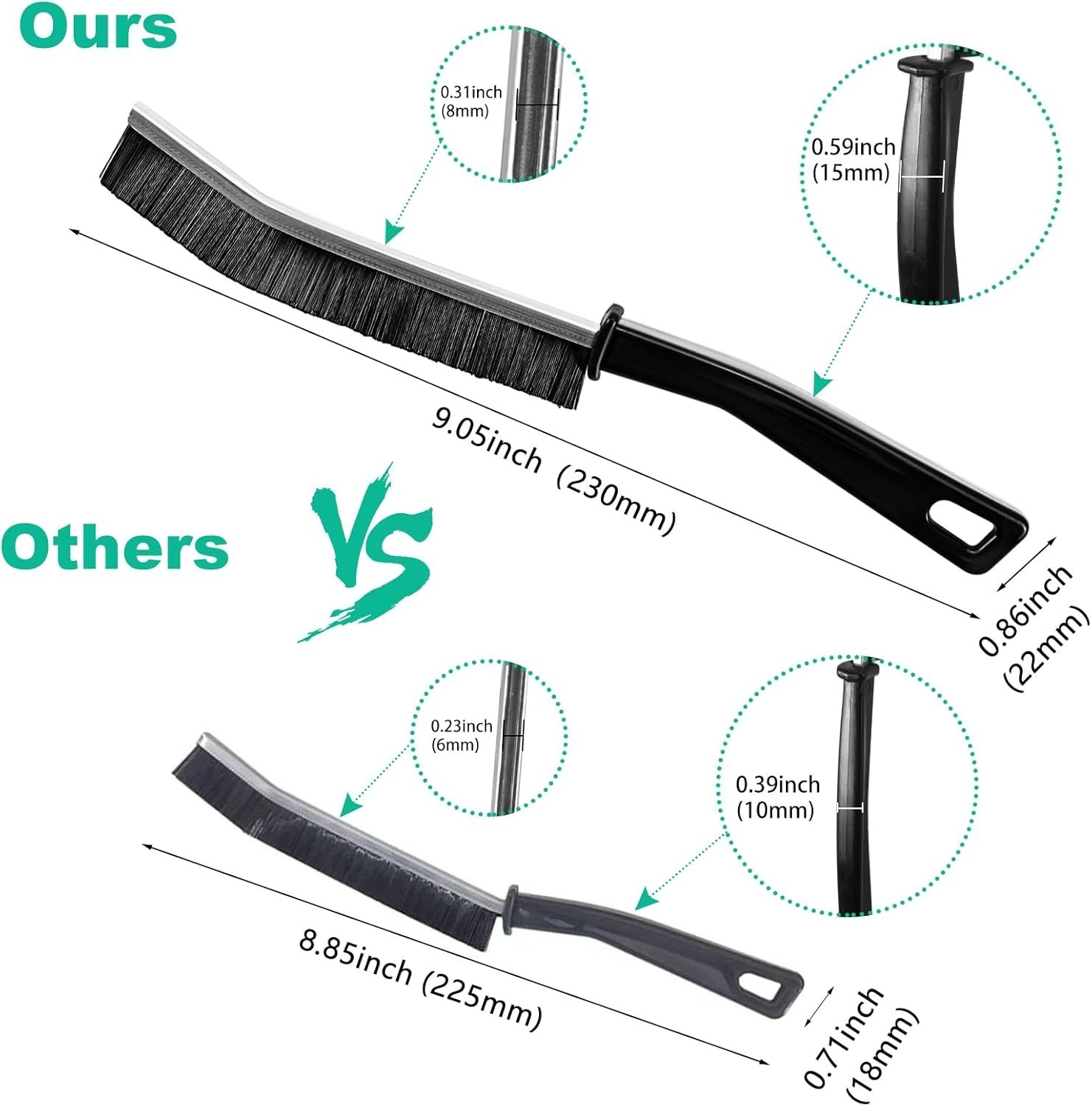 OKOM Stainless Steel Crevice Cleaning Brush – Hard Bristles for Kitchen & Bath