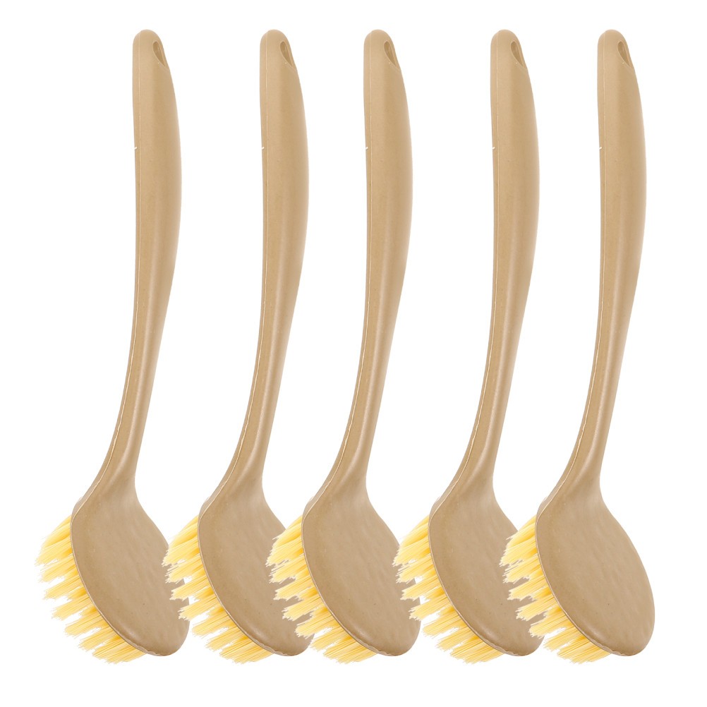 5Pcs Lightweight Reusable PP Cleaning Brushes Household Dish Washing Tools Beige