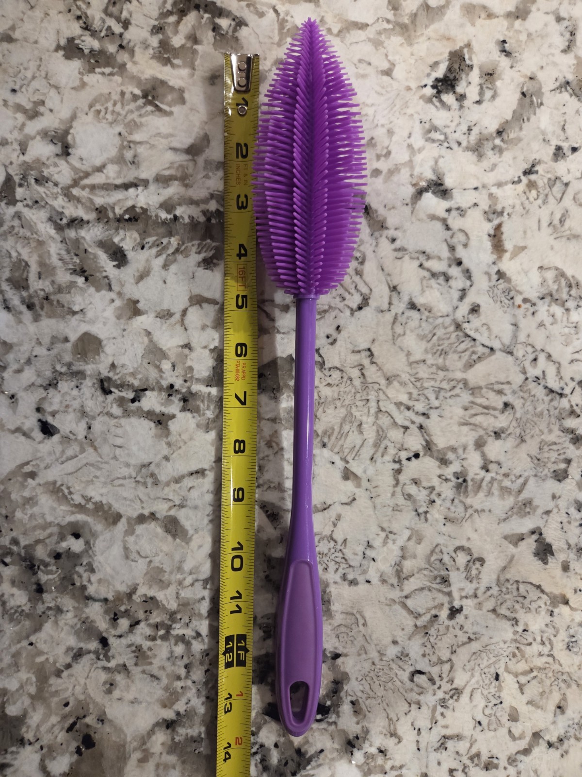 Purple Silicone Bottle Scrubber Brush with Handle for Kitchen, Easy Grip, 14 in