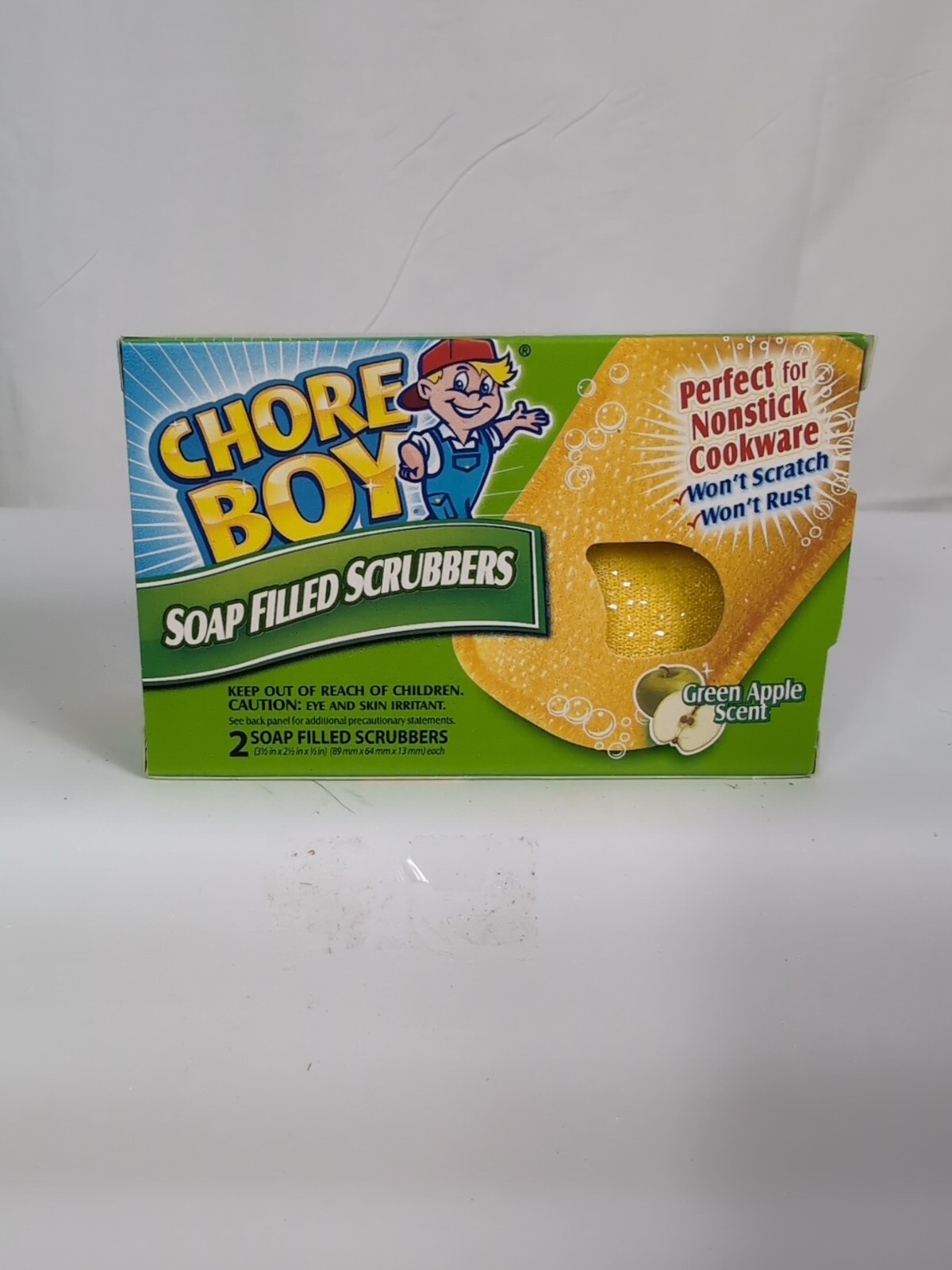 Lot Of 3 Packs of 2 Pack Chore Boy Soap Filled Scrubbers Green Apple Nonstick