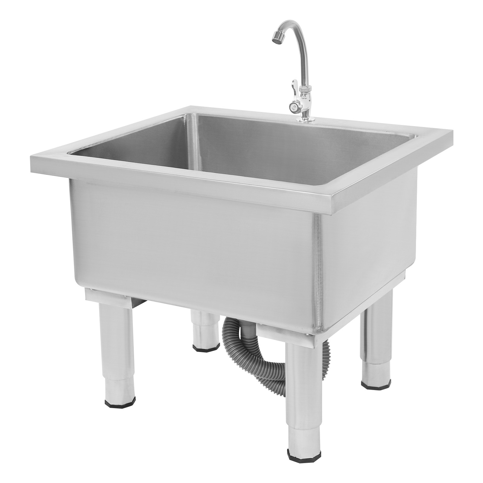 220.46lbs Floor Mount Stainless Steel Mop Cleaning With Faucet And Drain Pipe