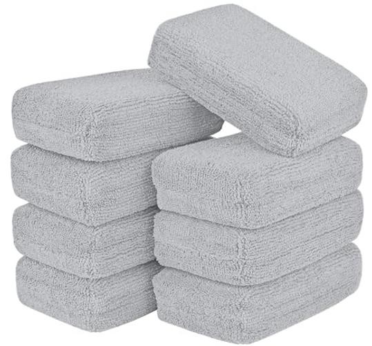 Microfiber Applicator Pad-8Pack, Car Wash Sponge, Premium Microfiber 8 PK Gray