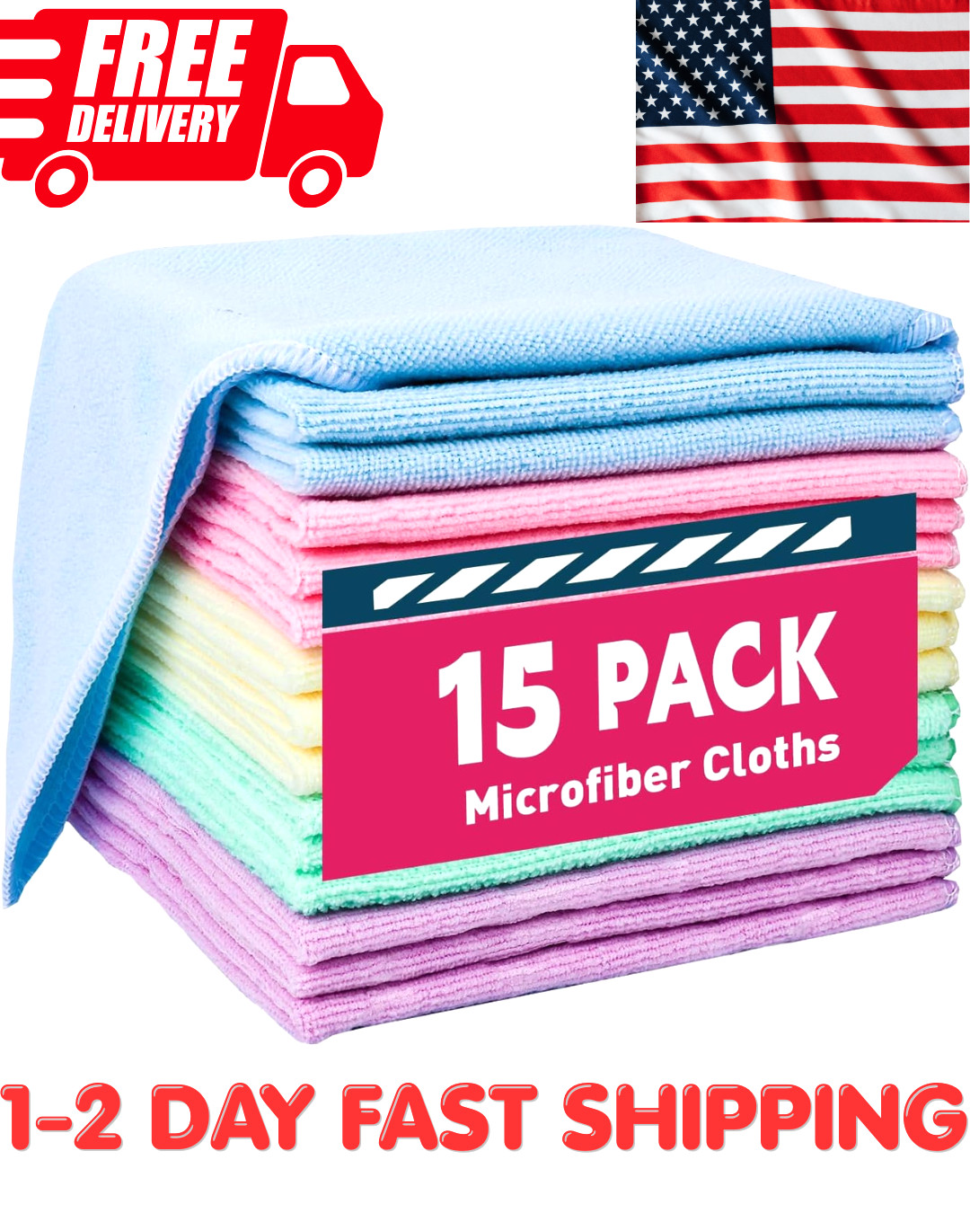 Microfiber Towels Bulk, Cleaning Cloths, Microfiber Towels for Cars, 15-PACK