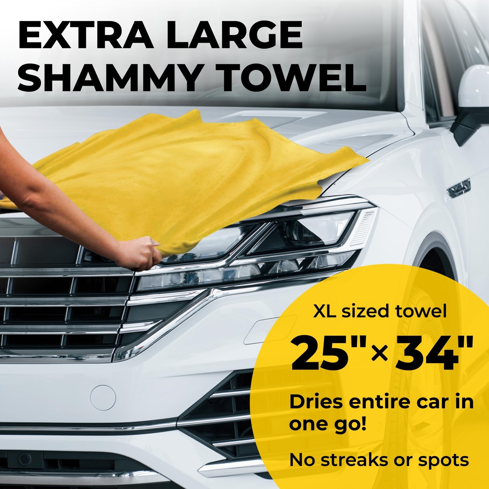 34×25″ Premium XL Shammy Towel for Car Absorbent Chamois Cloth Scratch-Free