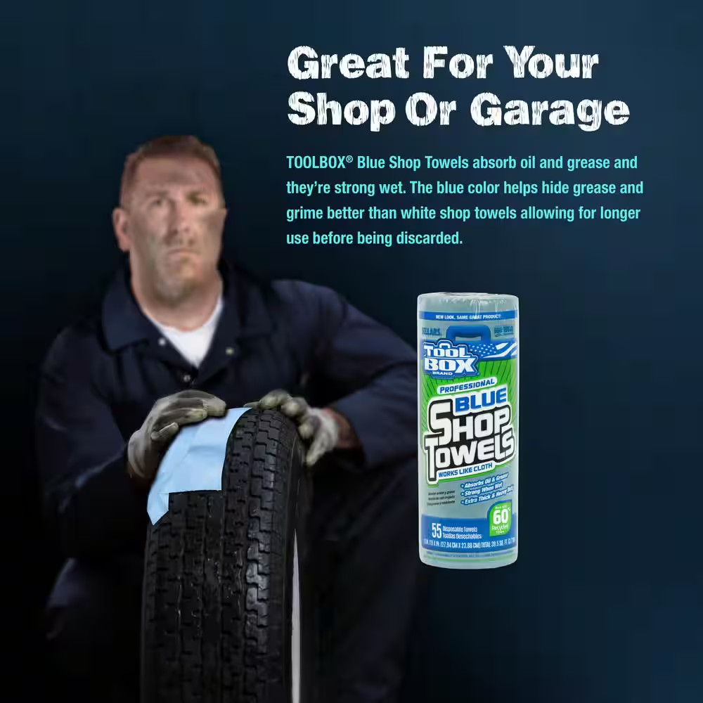 Z400 Blue 55-Count Roll of Shop Towel Cleaning Wipes