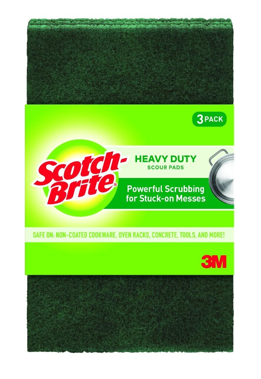 Scotch Brite Heavy Duty Scour Pads 3 Count Reusable Kitchen Cleaning Sponge Pack