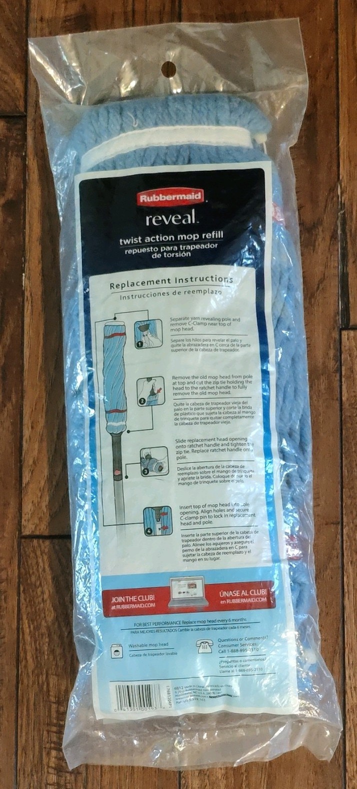 Rubbermaid Reveal Mop Refill Twist Action Washable Mop Head No Touch Easy Grip