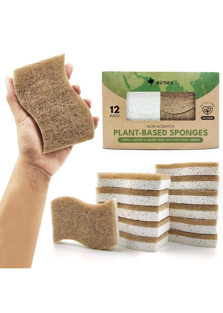 AIRNEX Natural Kitchen Sponge – Biodegradable Compostable 12 pack