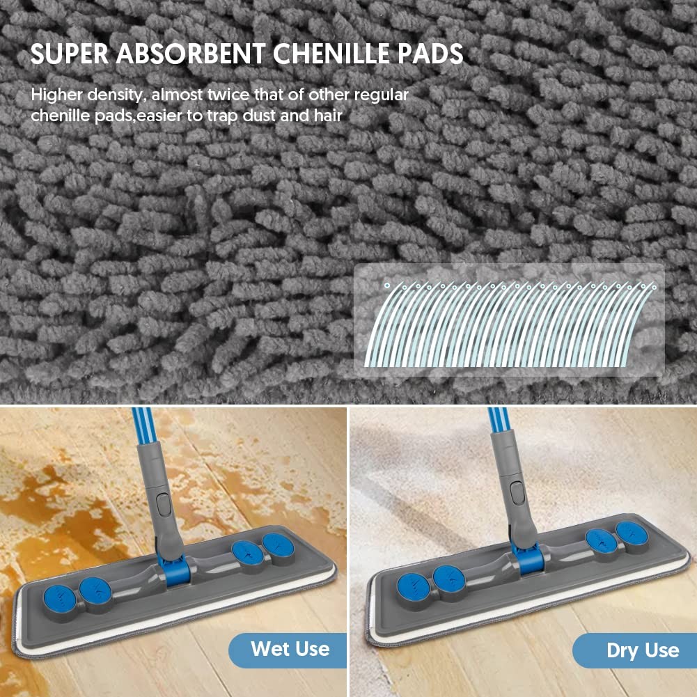Microfibre Floor Mop Flat Mop For Wooden Vinyl Tile Dust Wet Cleaning Pads New