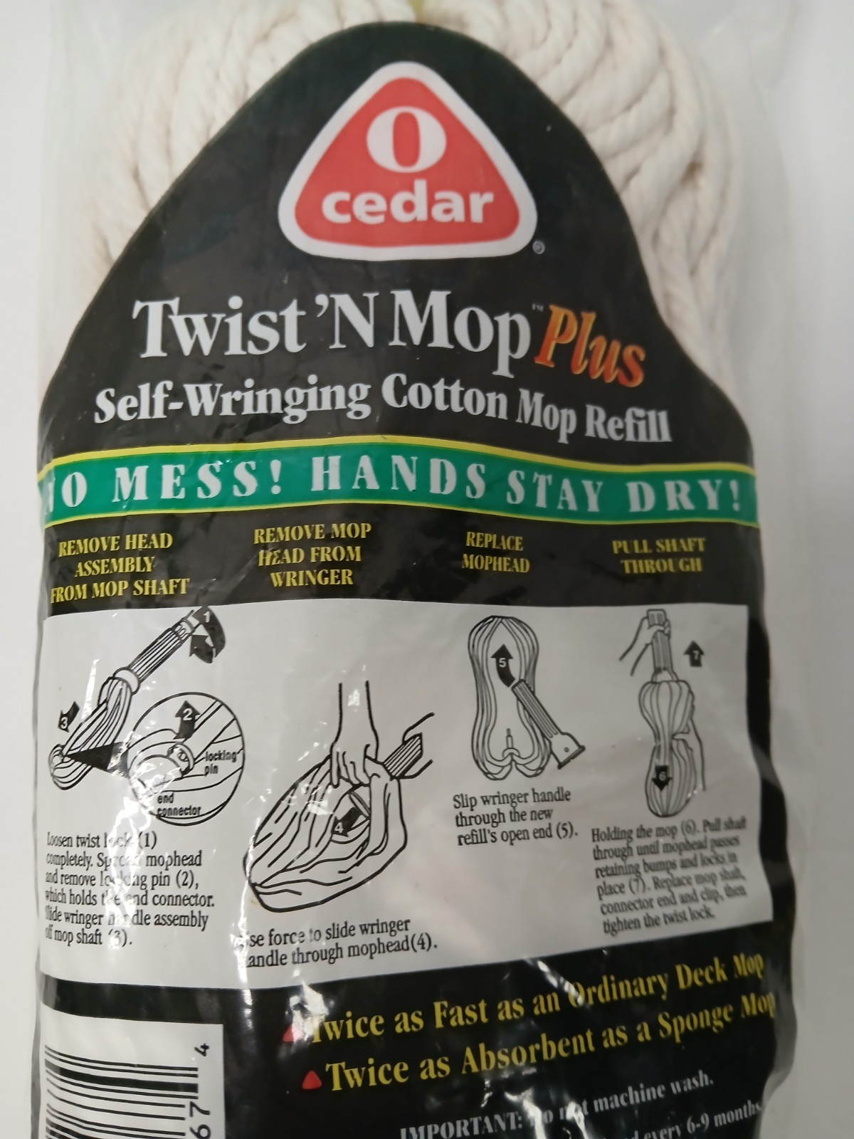 O Cedar Twist N Mop plus Refill Replacement Cotton Twist Mop New Sealed White