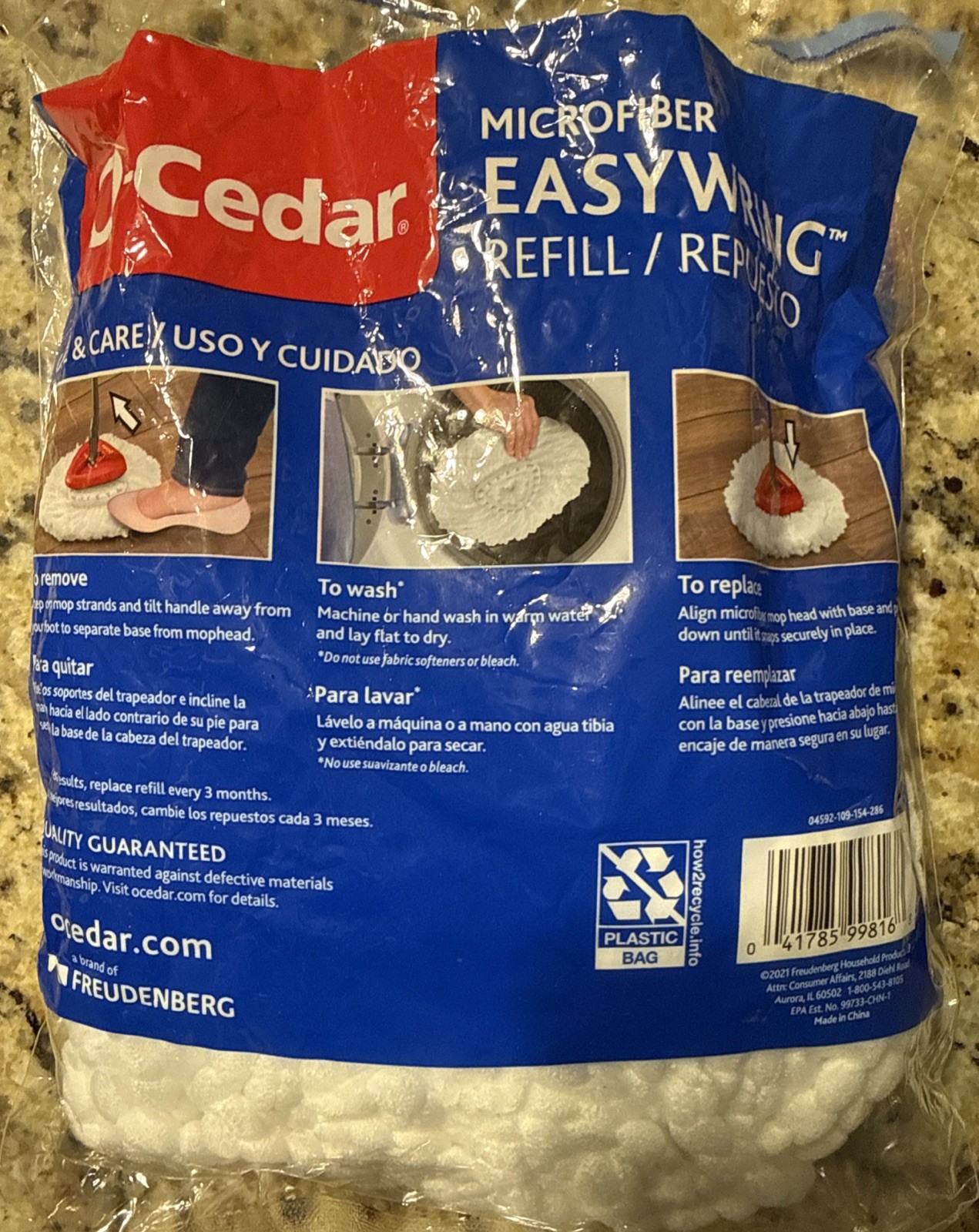 O-Cedar Microfiber EasyWring Mop Refill, 1 Count – New Open Box