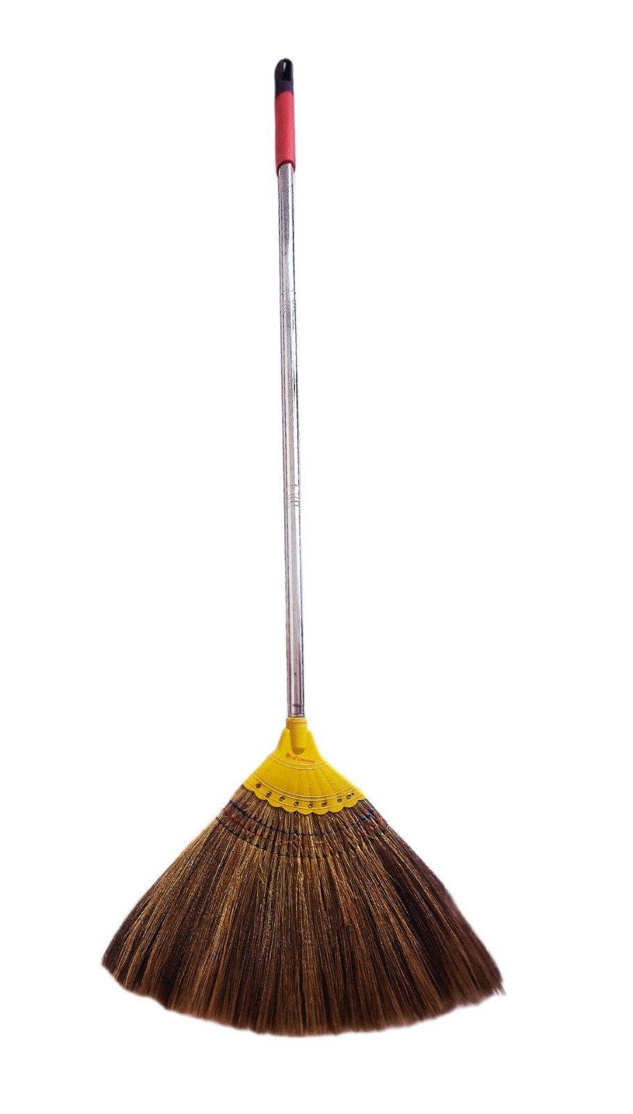 Asian Natural Straw Broom 58 Inch Length Vietnamese Corn Sweep Stainless Steel