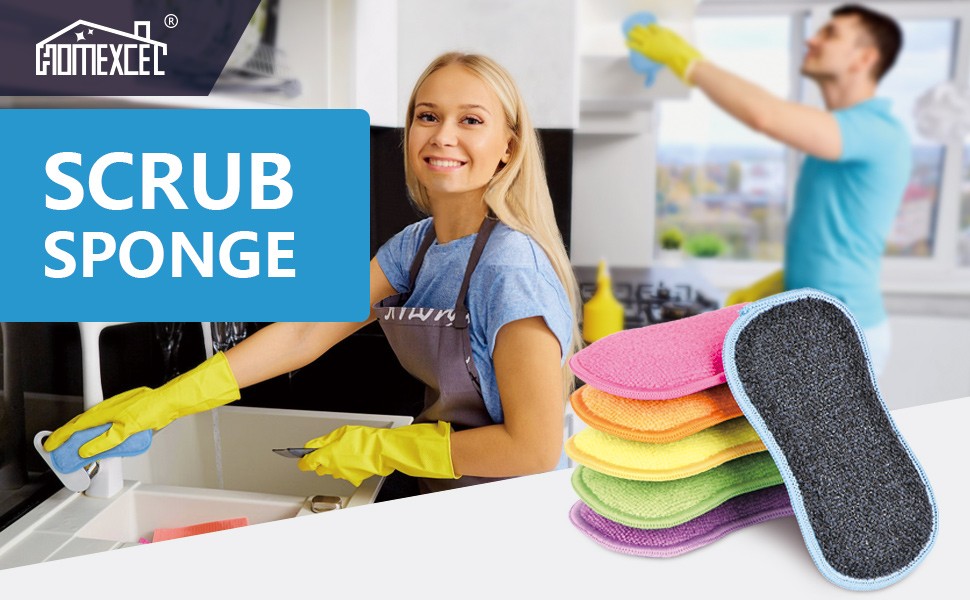 12 Pack Multi-Purpose Scrub Sponges Kitchen, Dish Sponge, Non-Scratch Microfiber