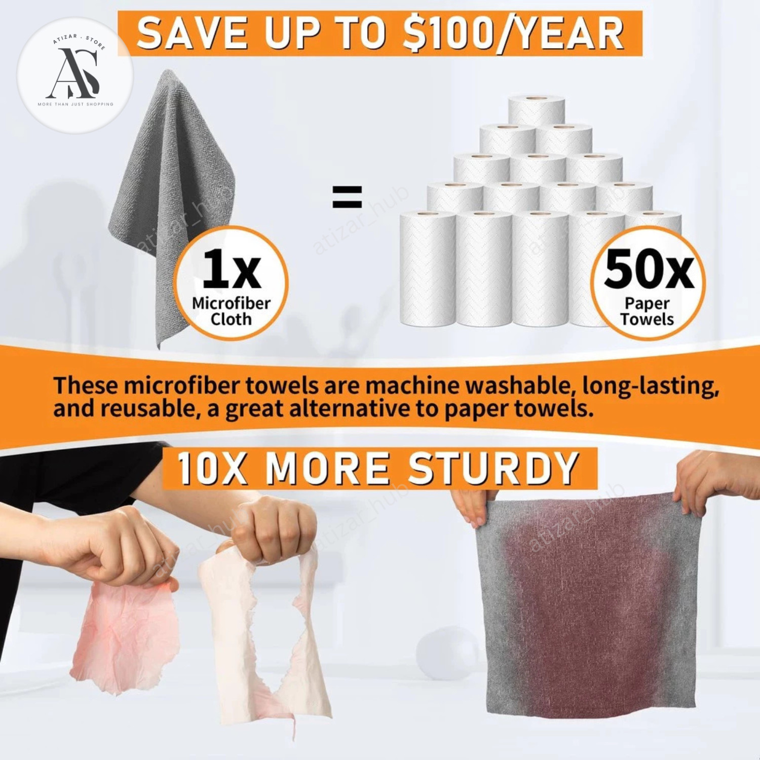 50pcs Microfiber Car Cleaning Towel Roll 25x25cm Reusable Multi-Purpose Cleaning