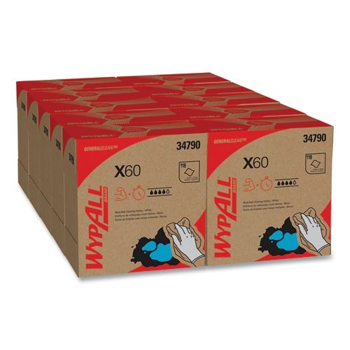 WypAll 34790 General Clean X60 Cloths, 8.34 x 16.8, White, 118/Box, 10 Boxes/CT