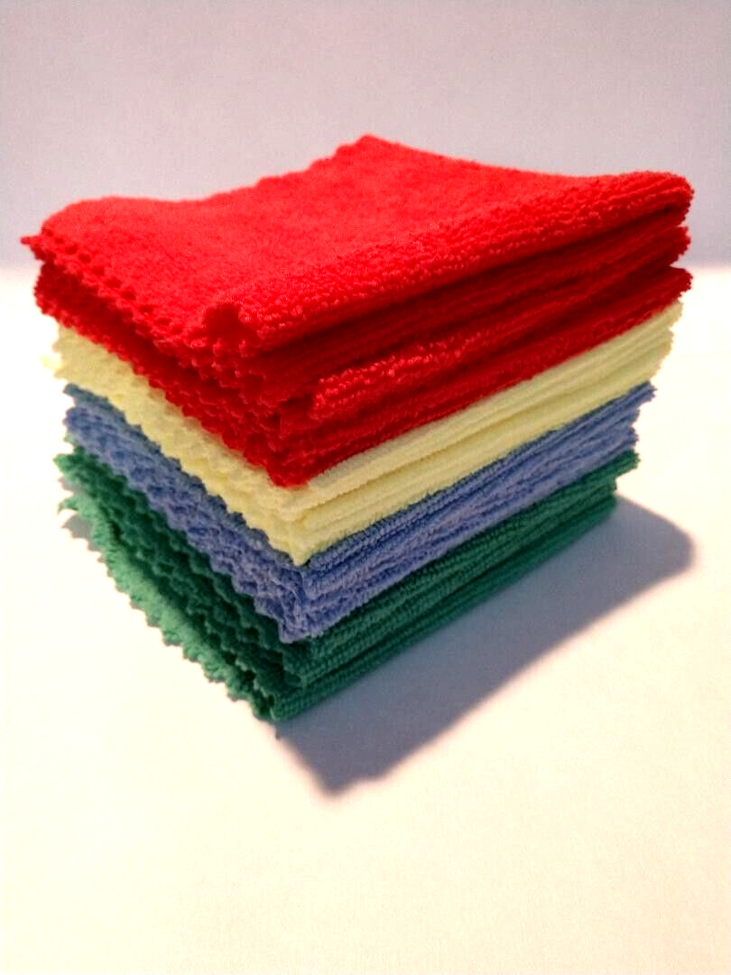 12 Pack Microfiber Right Rags 3 Blue – 3 Red – 3 Yellow – 3 Green – ( 12 Pack)