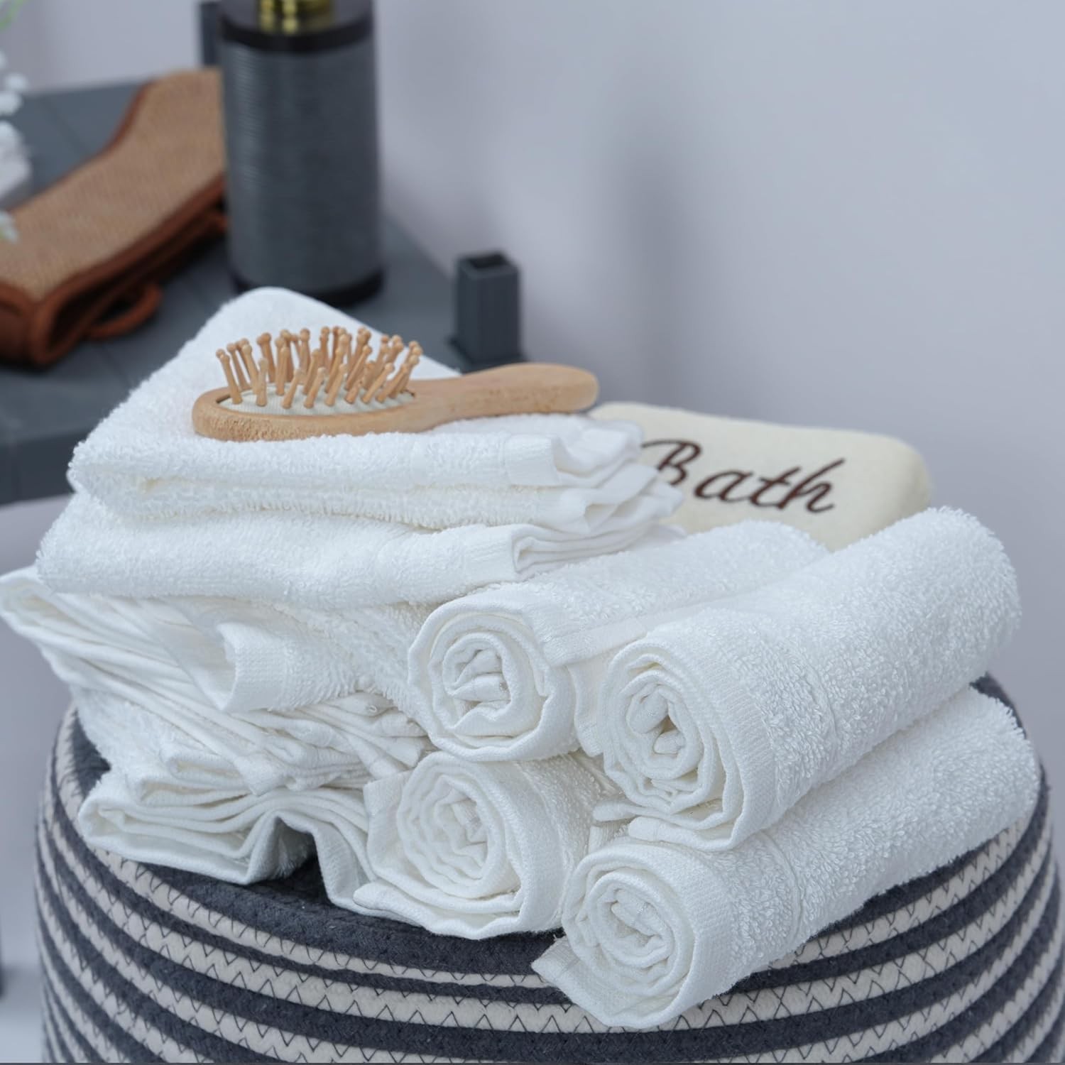 Pack of 60 Washcloths, 12 x 12 Inches, Lighter Weight, Quick to Dry, Super Soft