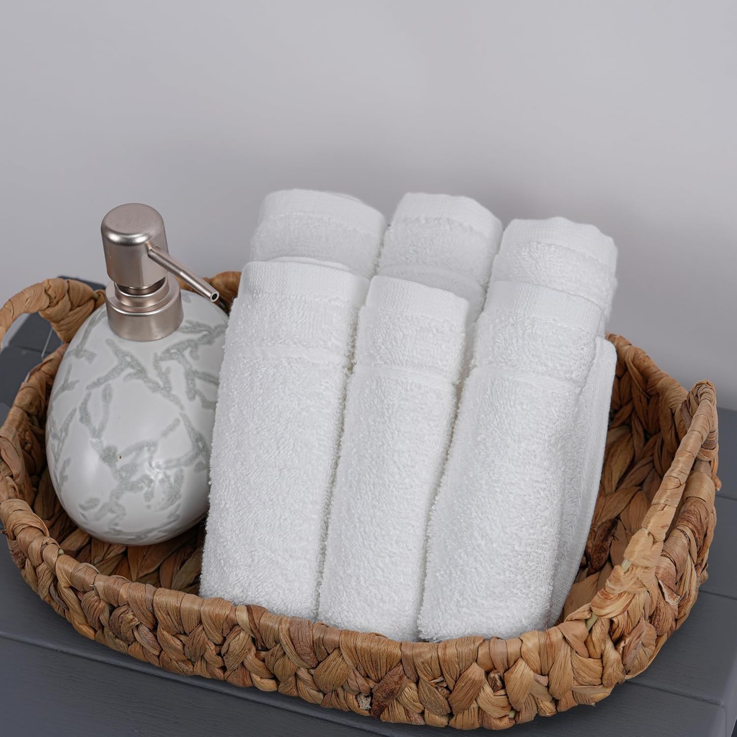Pack of 60 Washcloths, 12 x 12 Inches, Lighter Weight, Quick to Dry, Super Soft