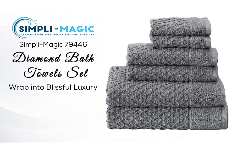 Simpli-Magic 79446 Diamond Bath Towels Set, 6 Piece Set, 2 Bath Towels, 2 Hand