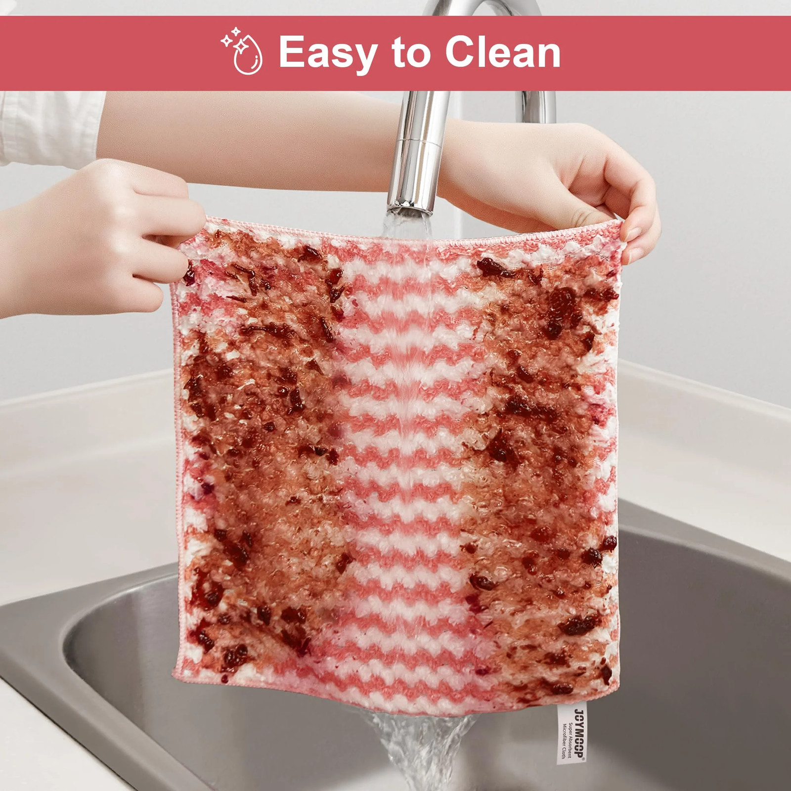 Microfiber Cleaning Cloths – 18 Pack, 10″ X 10″, Pink