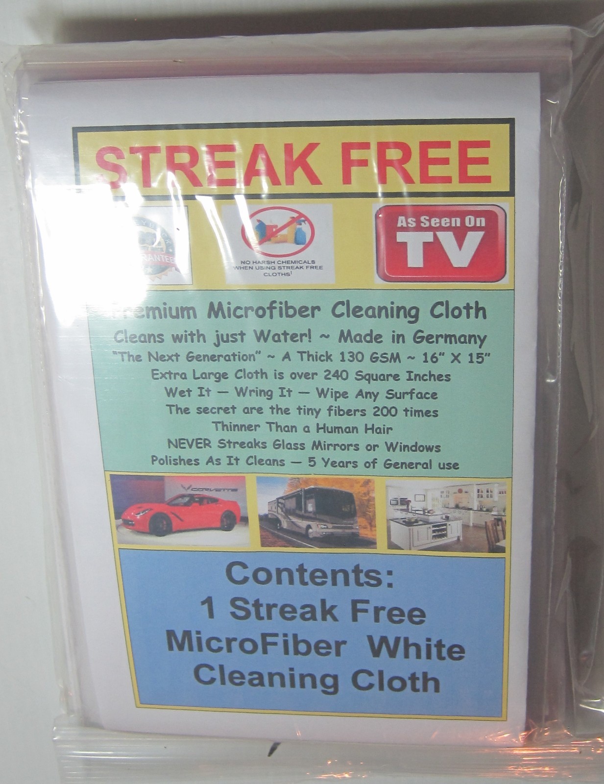Streak Free MicroFiber White Cleaning Cloths 10 INDIVIDUALLY WRAPPED! FREE Ship!