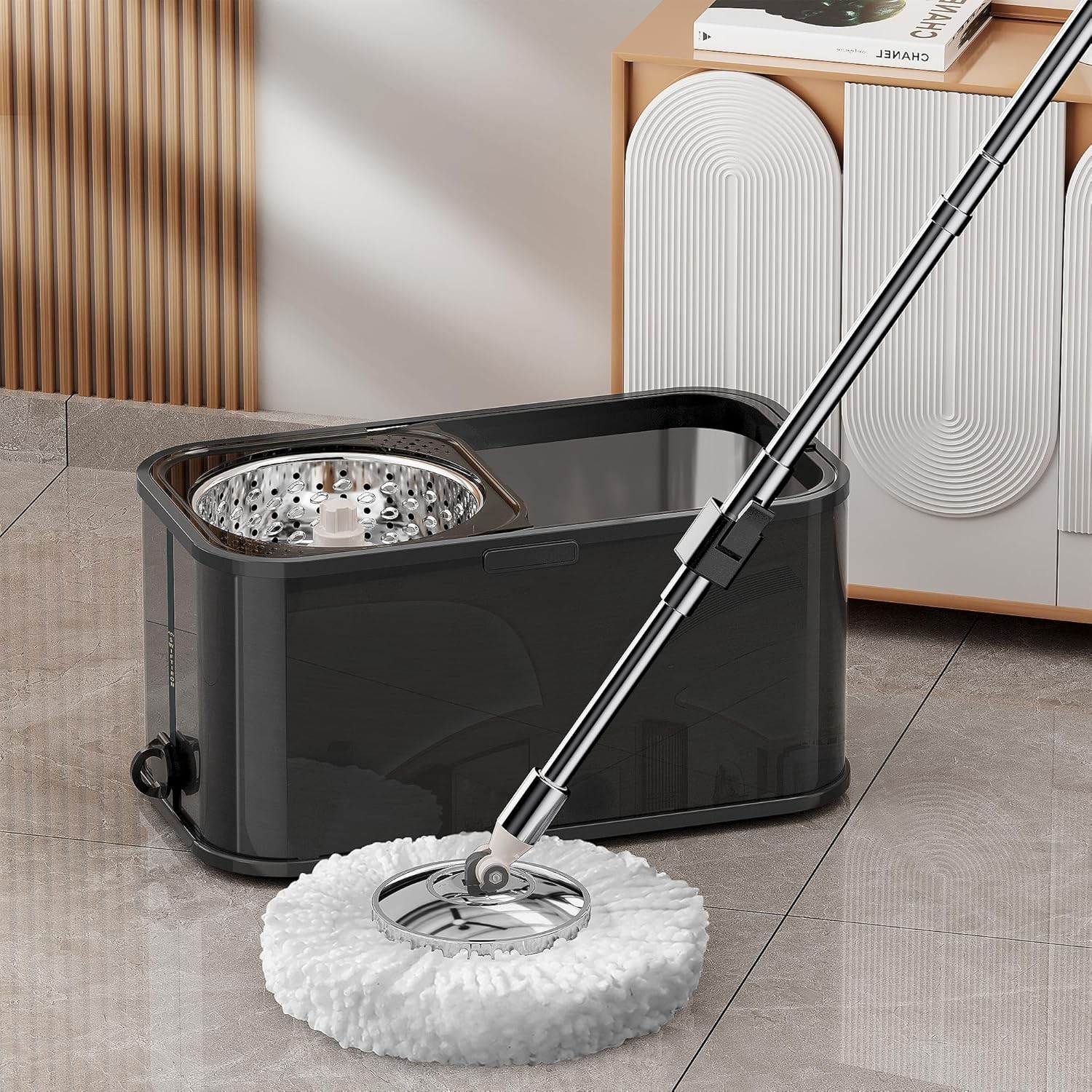 360 Spin Mop Bucket Set Stainless Steel Wringer 2/4/6 Heads Refill