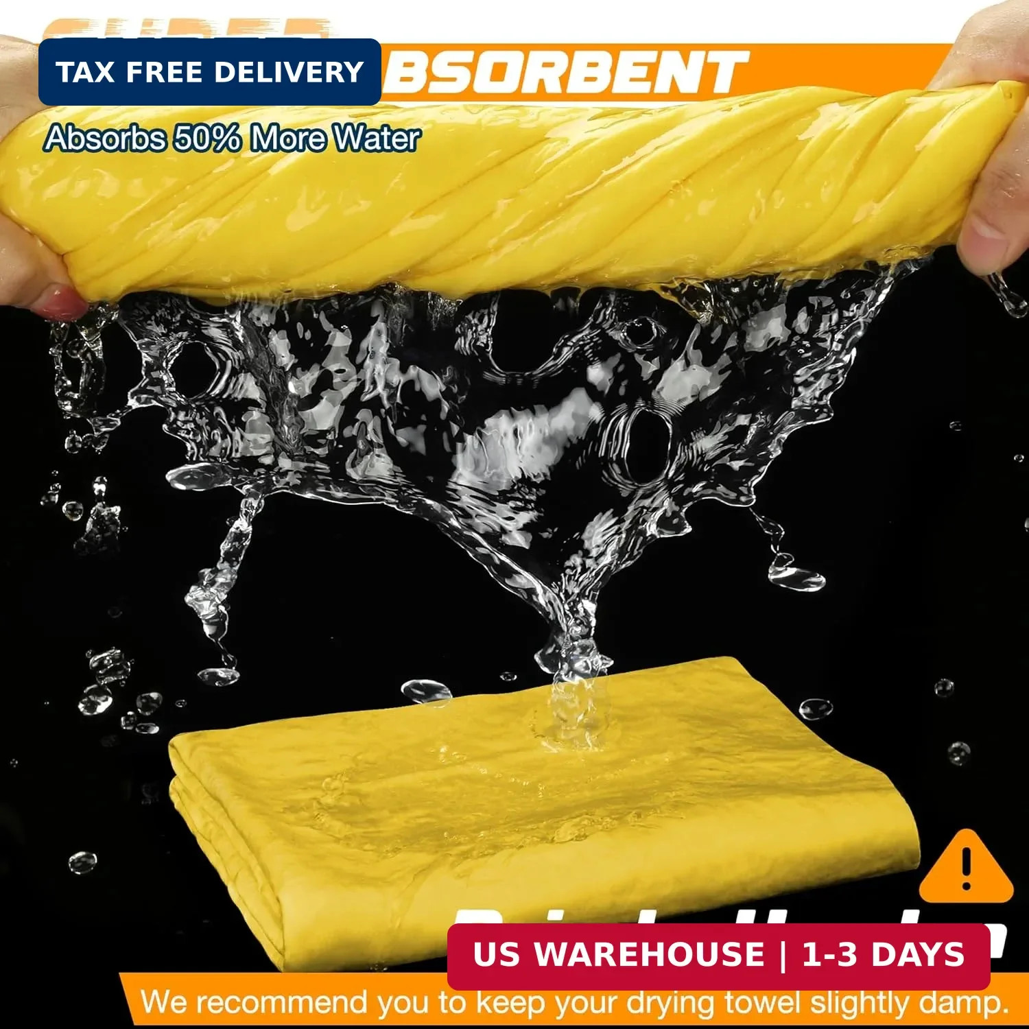 Premium Shammy Towel 2 Pack 26″x17″ Super Absorbent Car Drying Towel, Soft Reusa