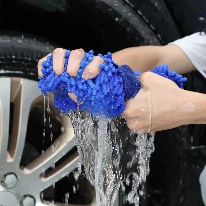 **Microfiber Chenille Car Wash Sponge Glove – Soft Auto Cleaning Brush Pad Towel