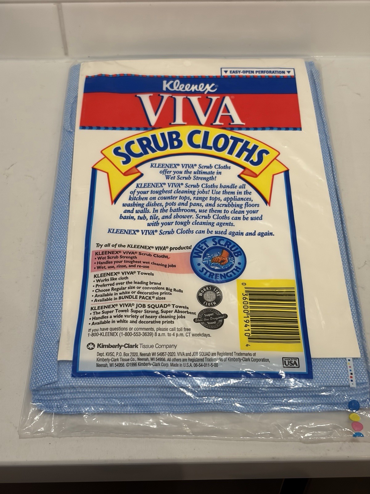 Kleenex VIVA Reusable Scrub Cloths 6 Pack – 1996 NOS Made In USA
