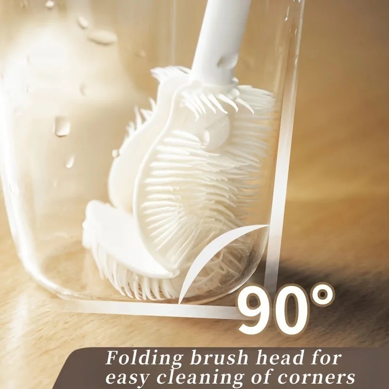 Foldable Silicone Bottle Cleaning Brush Long Handle 360 Degree Cup Cleaner Tool