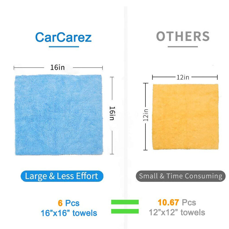 6 Pcs Edgeless Ultra Plush Microfiber Car Drying Towels Wash Buffing Detailing
