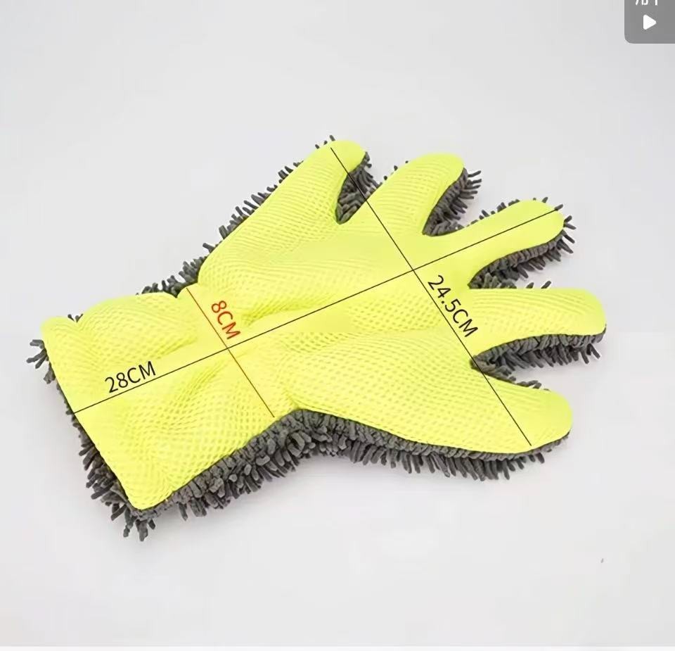 5-Finger Chenille Car Wash Mitt Scratch-Free Thick Plush Dust Cleaning Gloves