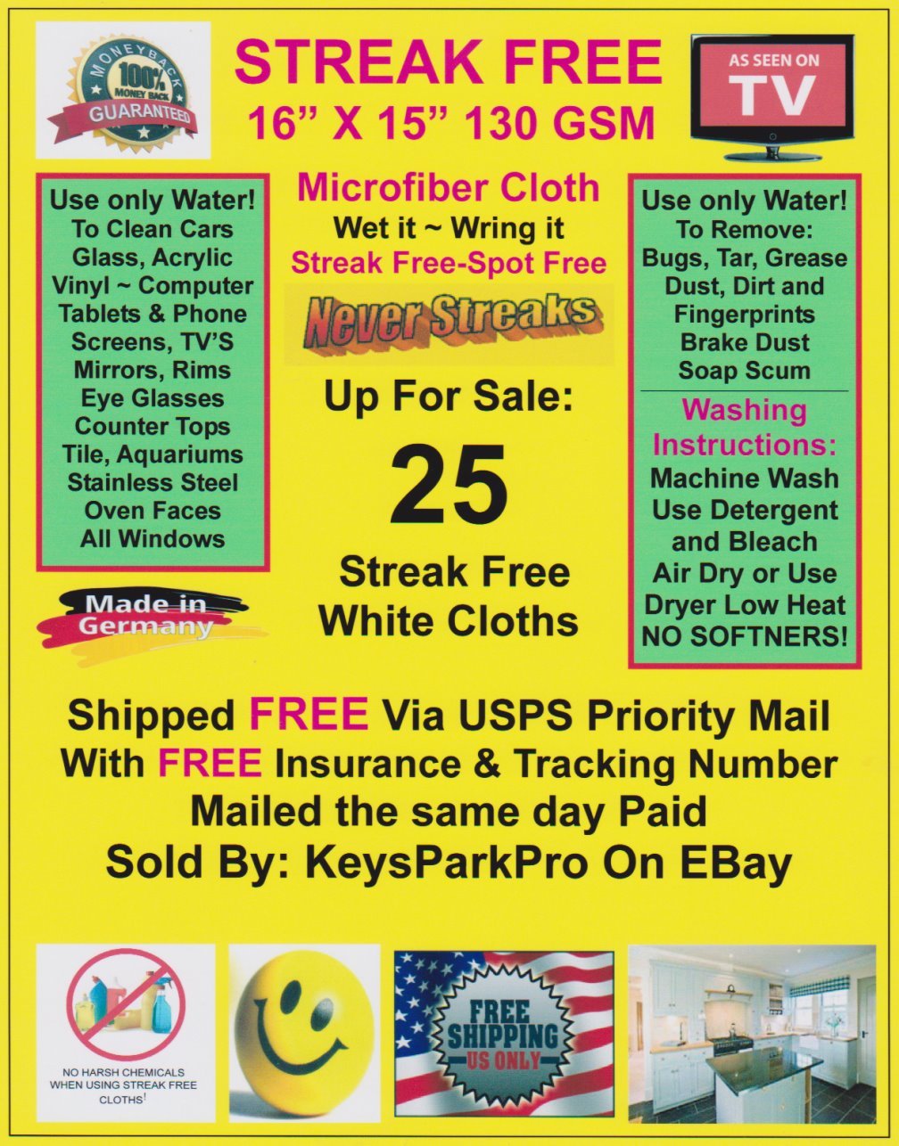 25 Streak Free MicroFiber Cleaning Cloths FREE SHIP Dealer ReSale Kit 5 Packs