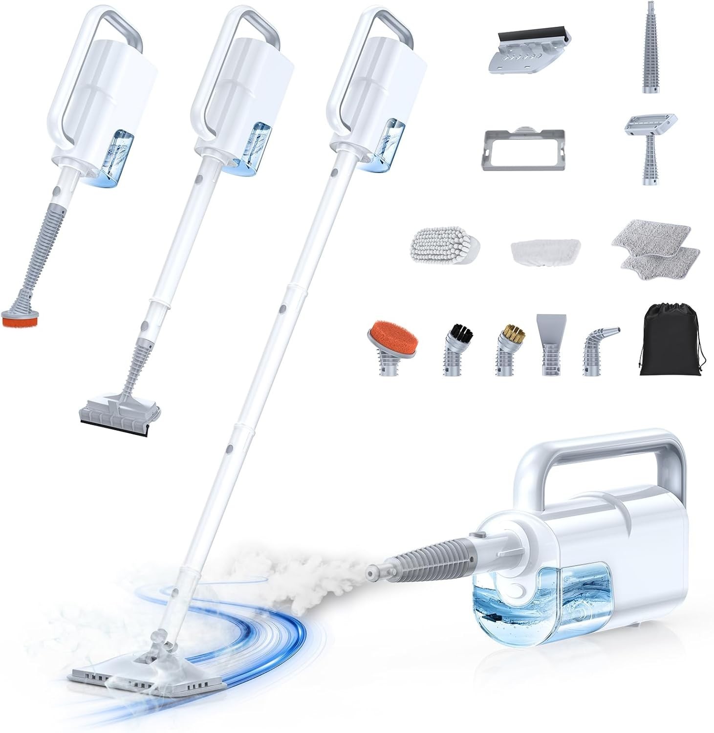 10-in-1 Steam Mop with Detachable Handheld Steamer,350ml Tank, 10s Heat-Up, 2…