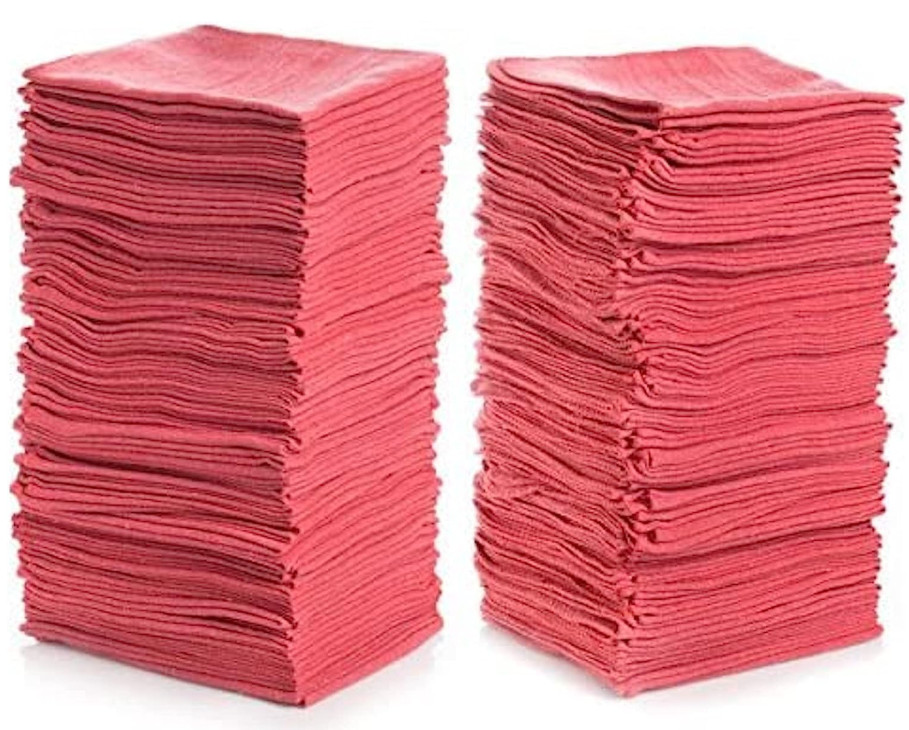 Simpli-Magic Cotton Shop Towels 14x12in 500 Pack Reusable Red Cleaning Rags
