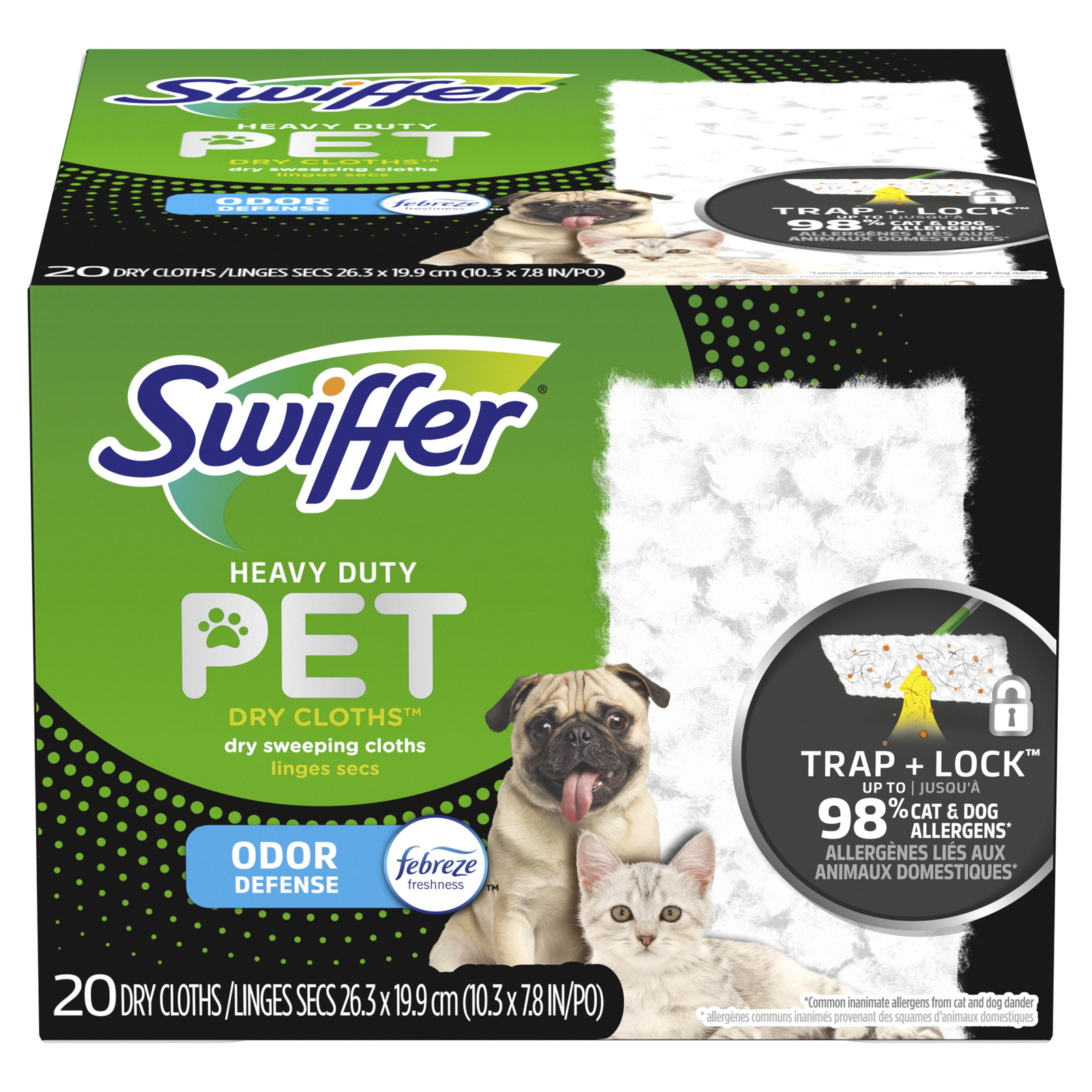Swiffer Sweeper Pet Heavy Duty Dry Multi-Surface Cloth Refills Floor Cleaner 20
