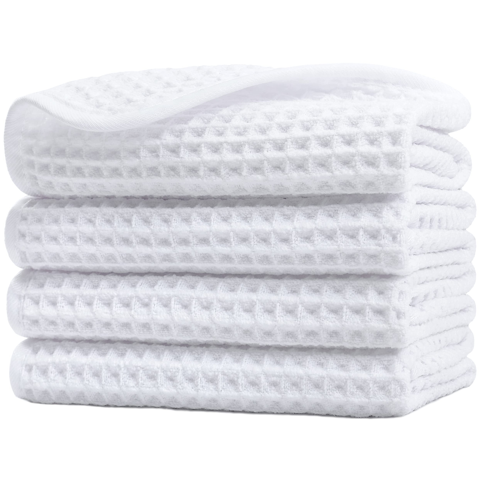 Microfiber Lint Free Washcloth Face Towel Waffle Weave White 13x13in 4 Pack