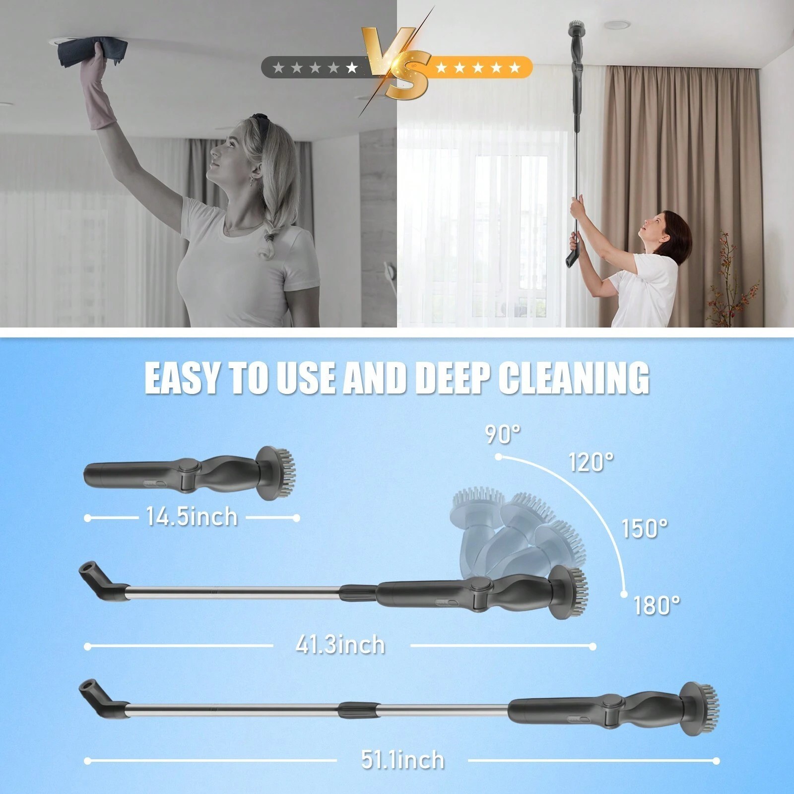 Electric Spin Scrubber Cordless Power Cleaning Brush with 8 Replaceable Heads