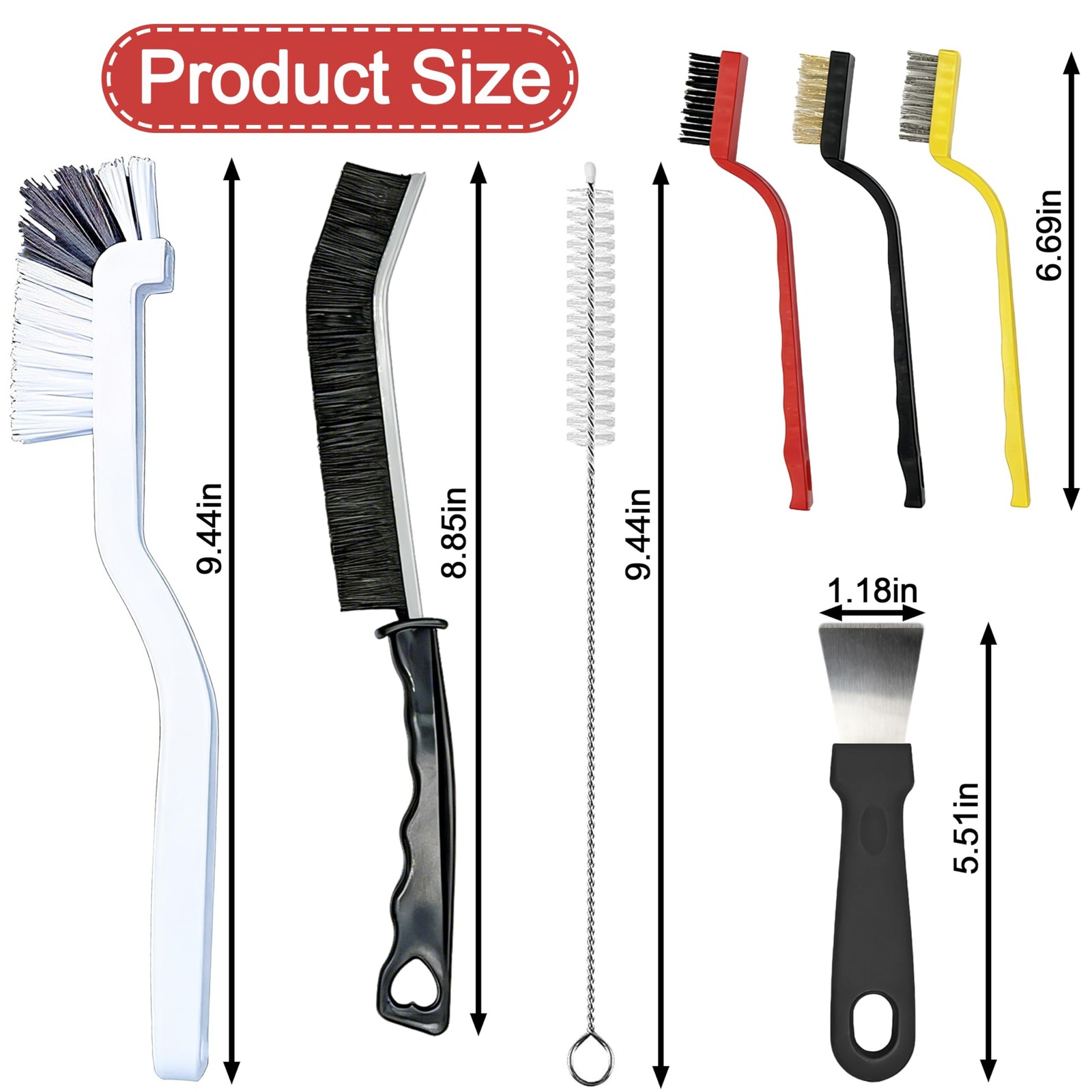 14Pcs Crevice Cleaning Brush Set, Hard Bristle Scrub Brushes Tools, V Shape Grou