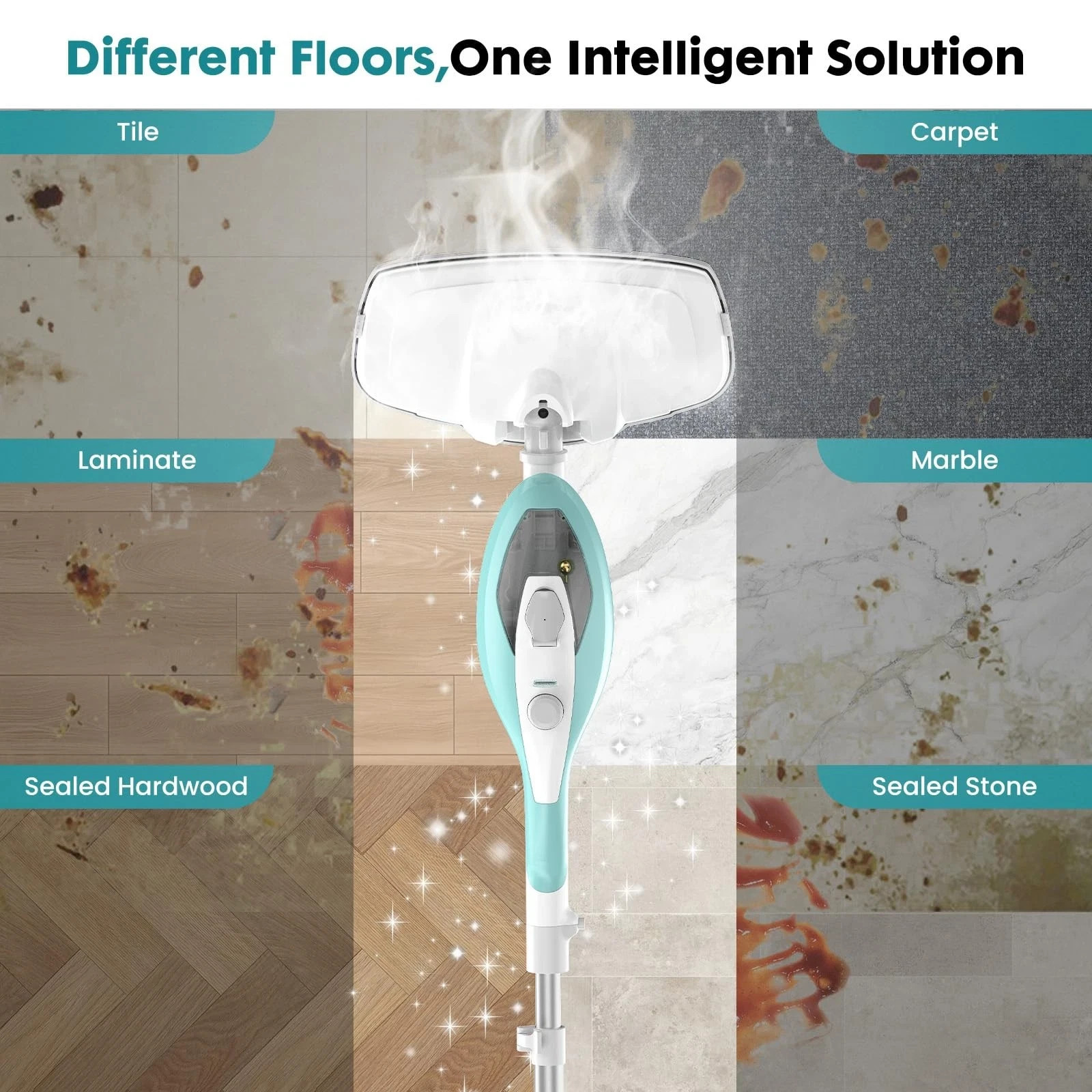 10-in-1 Steam Mop, 1550W Detachable Handheld Steam Cleaner for Floor Cleaning…