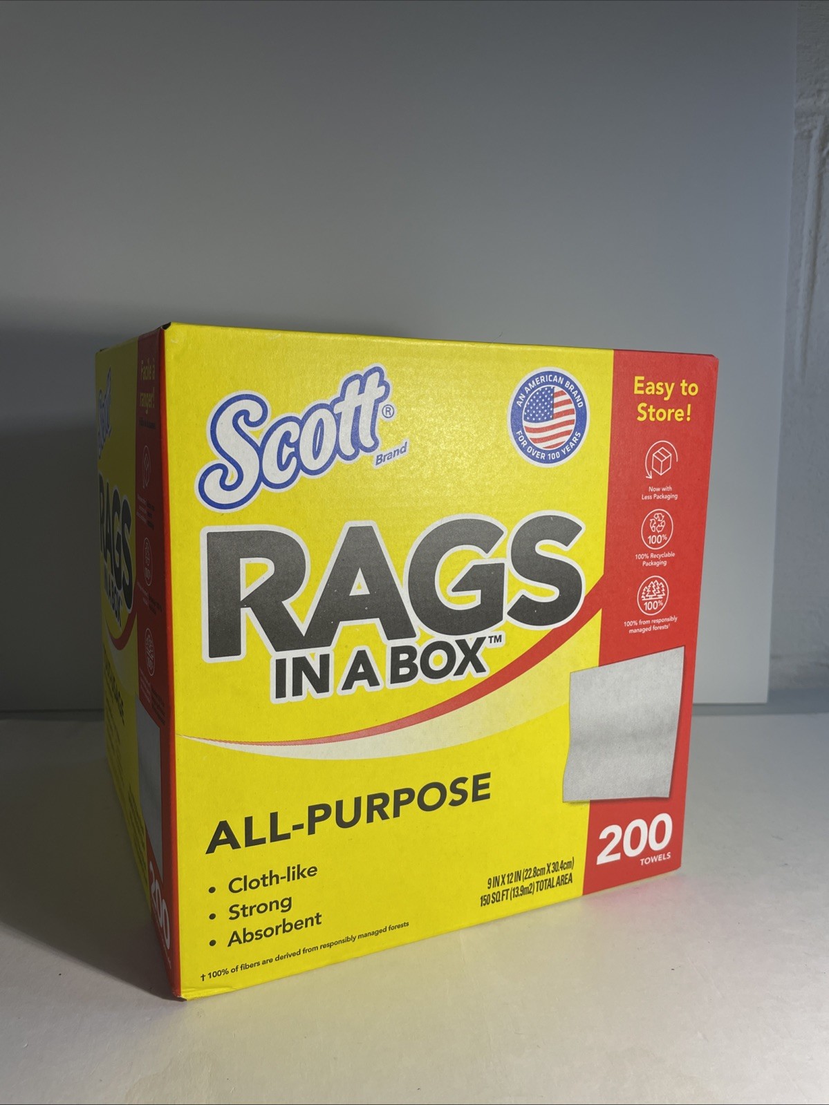 Scott 75260 Rags In A Box, Paper, 12″ x 10″, 200 Count