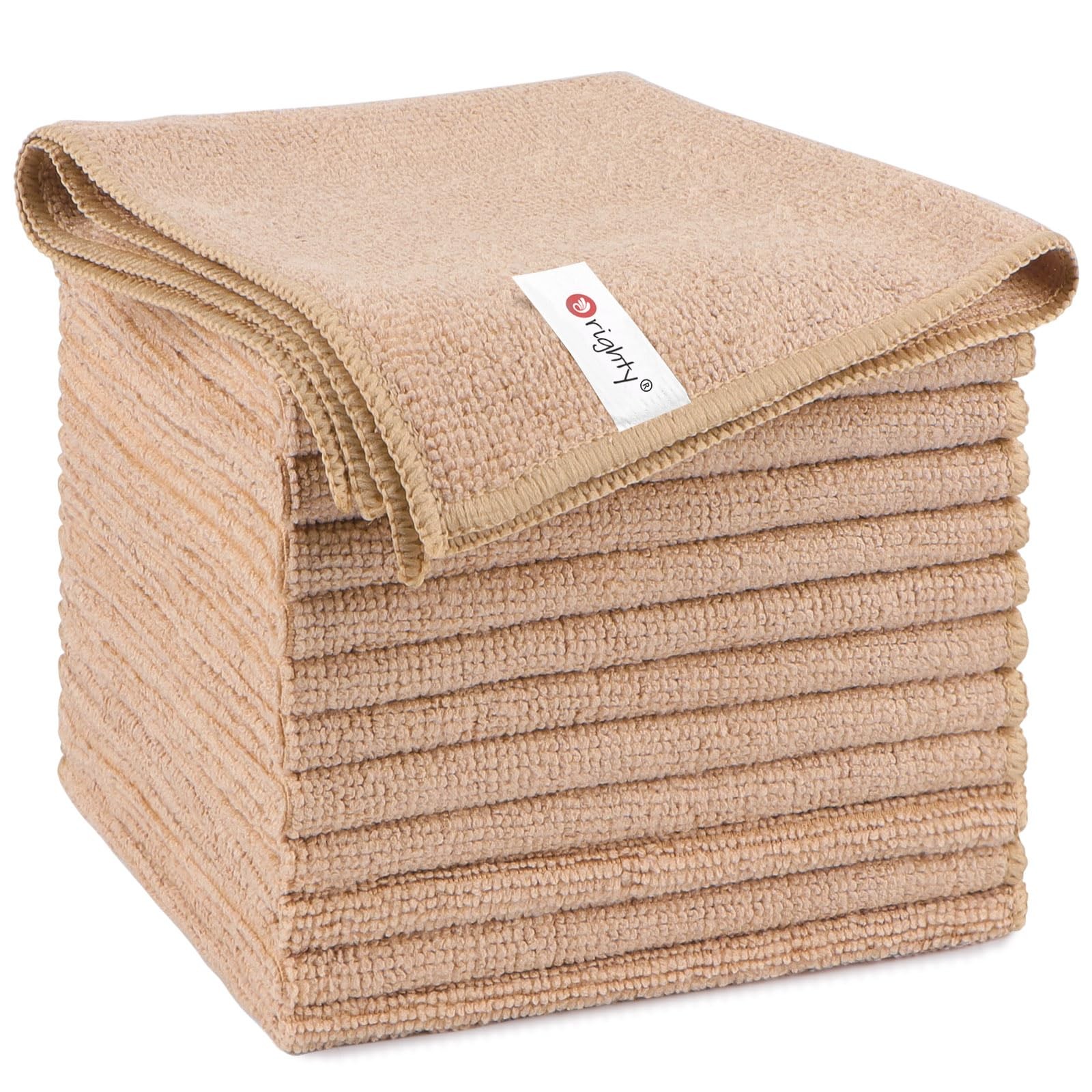 Microfiber Cleaning Cloth, Cleaning Rags, 12 Pack, 12×11 In, Brown | Microfiber