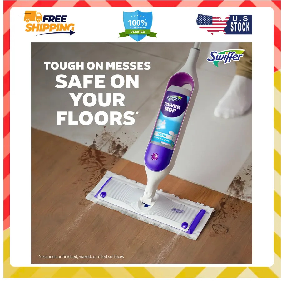 Swiffer Power Mop Floor Cleaning Kit for Wood Tile Vinyl and Laminate
