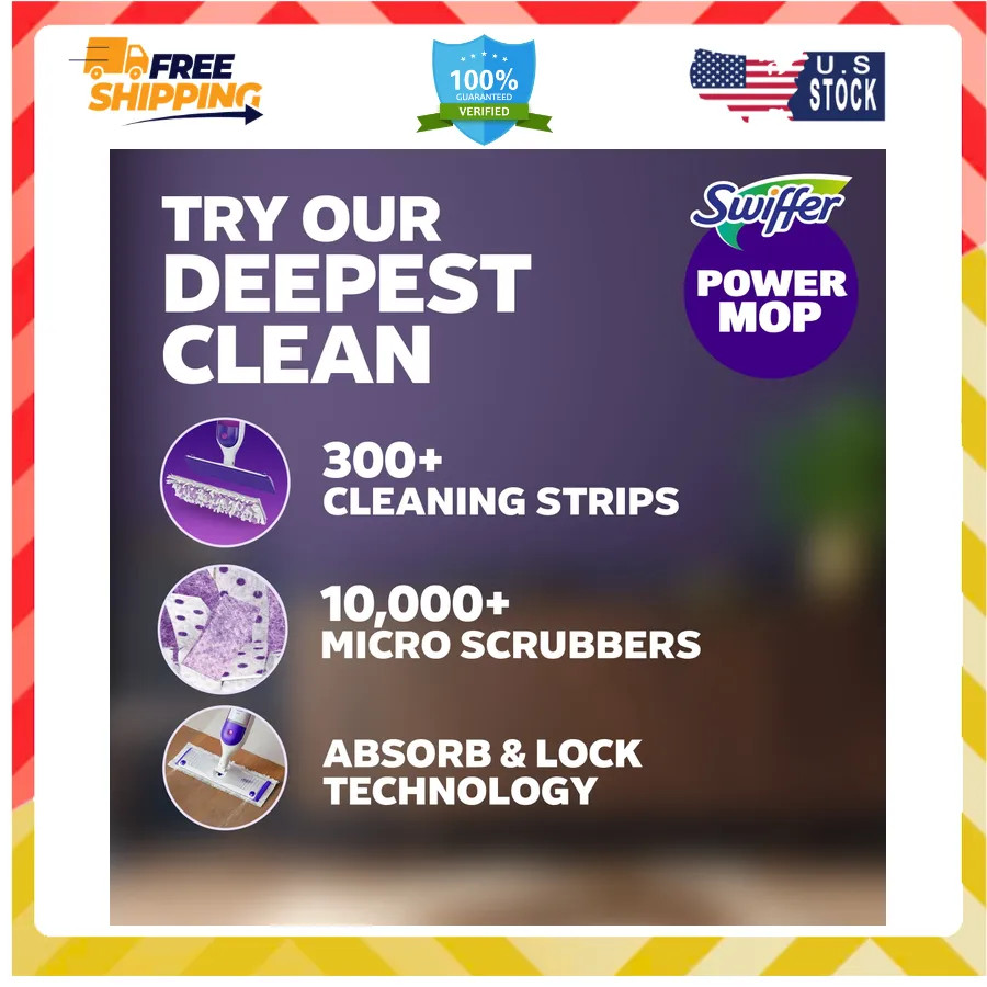 Swiffer Power Mop Floor Cleaning Kit for Wood Tile Vinyl and Laminate