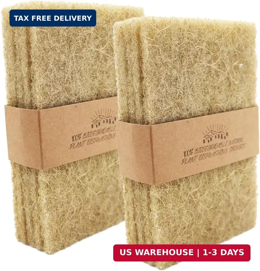 Natural Scouring Pads 10 Pack- Dish Scrubber Non-Scratch Sisal Cleaning Scrub Pa