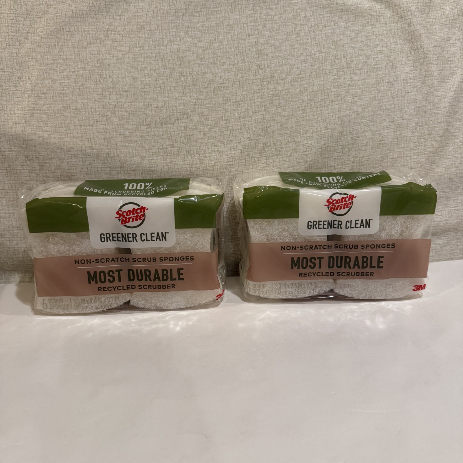 Scotch Brite Greener Clean Non Scratch Scrub Sponges 6 Pack Durable Lot of 2 NEW