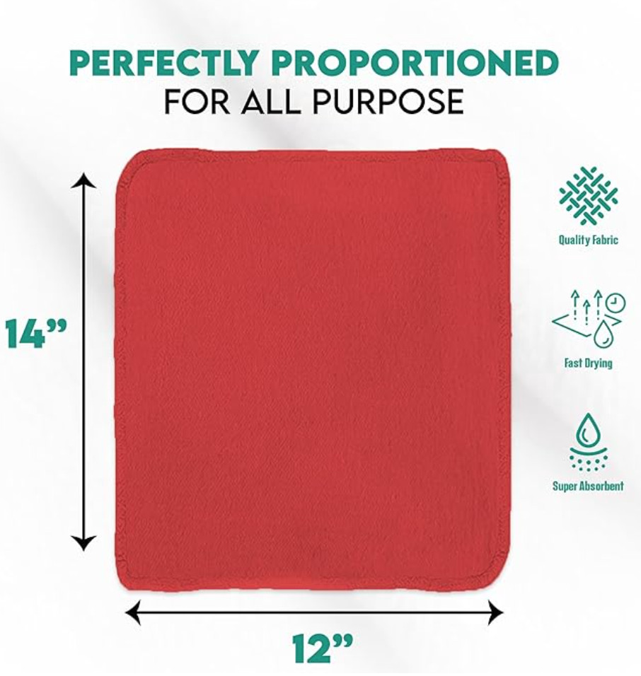 ZUPERIA Cotton Shop Towel – Multipurpose Cleaning Cloths 14″ x 12″-Pack of 150