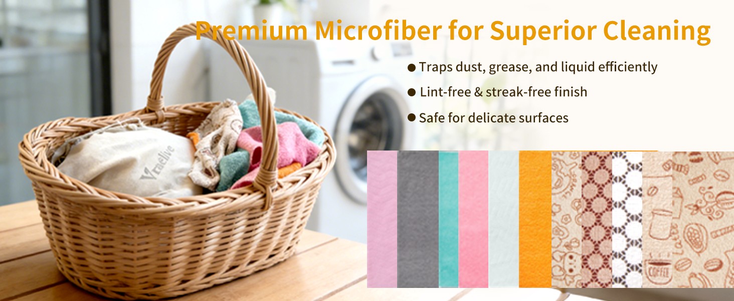 Microfiber Cleaning Cloth Roll, 50 Tear-Away Sheets, Reusable & Washable,